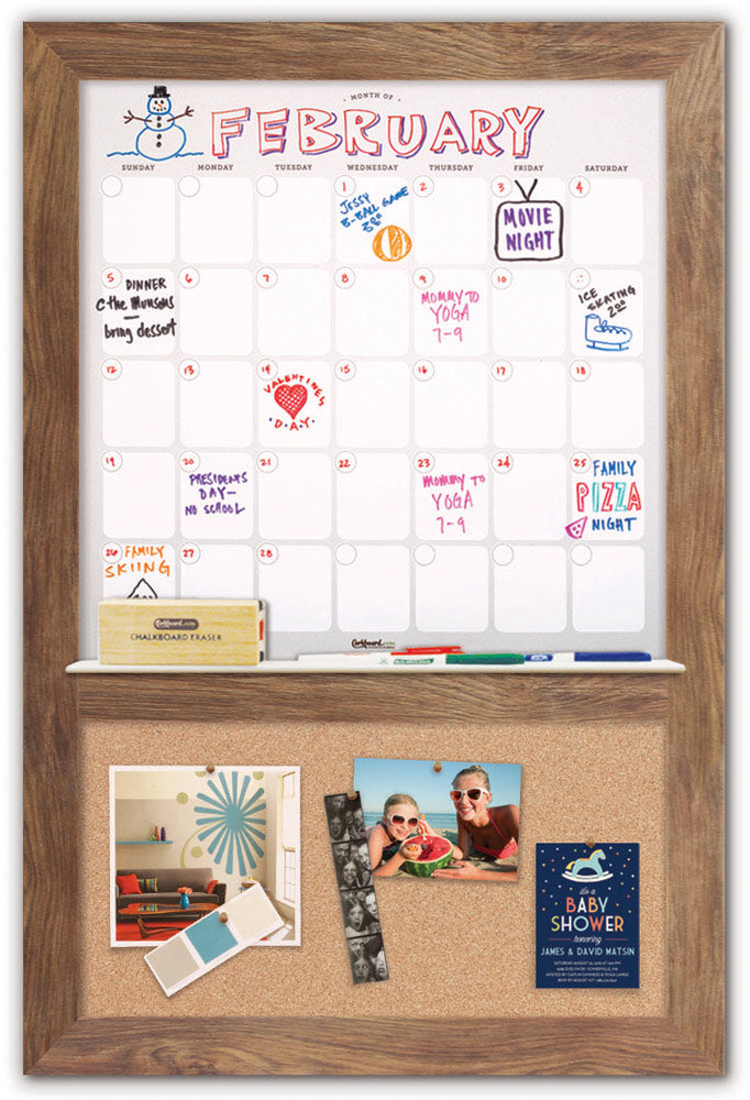 22" x 36" Dry Erase Calendar With Cork Board Image Gallery