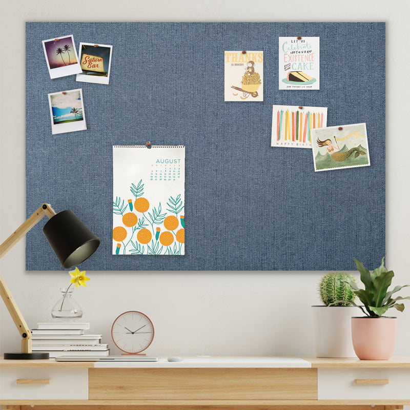 Pinboards Bulletin Boards - Frameless Cork Boards - Custom Made - 48" x 32" - Indigo Blue Fabric - D