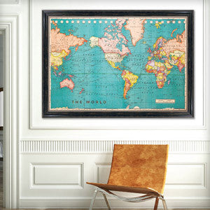 Decorative Pinboard - Children's Map: Colourful Travels [Cork Map], Size: 36 x 24