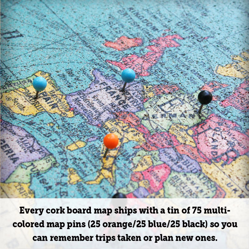 World map cork board 107x200cm - World map cork boards & cork globes -  Experts in cork products!