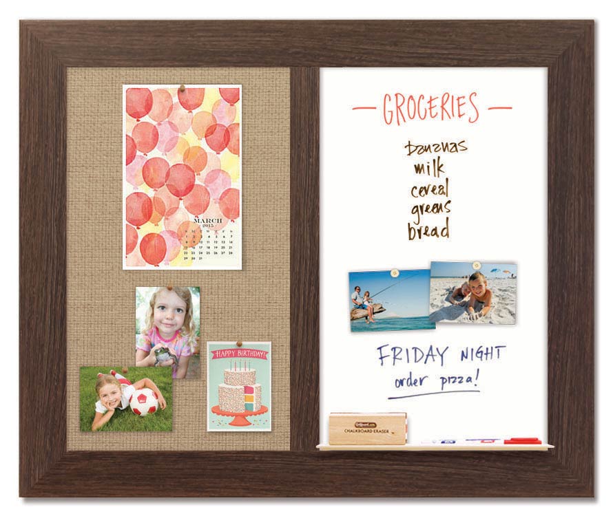 Dry Erase Combo Board 36" x 30" - Dry Erase + Cork Combo Board with Barnboard Frame