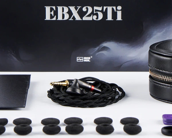 EBX25Ti Flagship titanium flat-head earbuds with balanced sound, deep bass, and smooth treble.