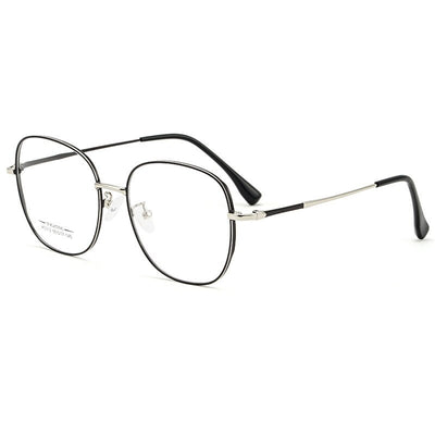Hotony Unisex Full Rim Aluminum Magnesium Alloy Frame Eyeglasses AC012 Full Rim Hotony Black Silver  