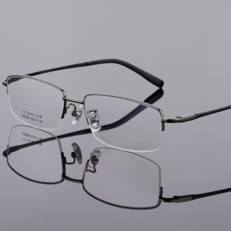 Men's Half Rim Square Titanium Frame Eyeglasses Lb7805 – FuzWeb