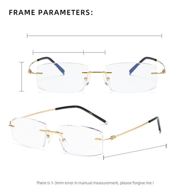 Zirosat 8581 Unisex Rimless Titanium Reading Glasses Anti Blue Lenses +1.0 to +4.0 Reading Glasses Zirosat   