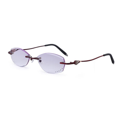 Women's Rimless Rhinestone Purple Gradient Tint Lens Reading Glasses Reading Glasses Brightzone   