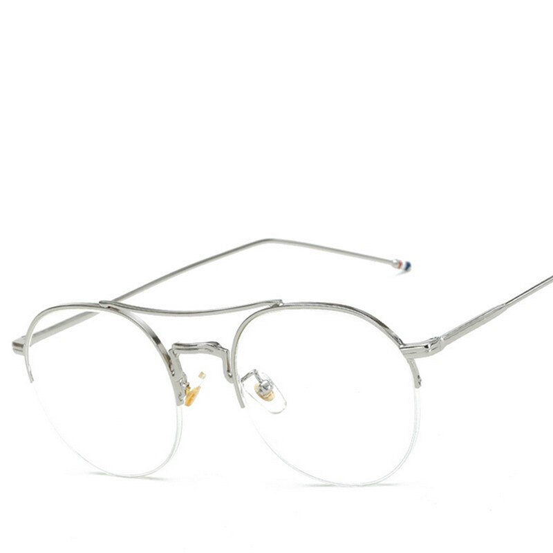 Unisex Alloy Half Frame Eyeglasses Double Bridge – FuzWeb