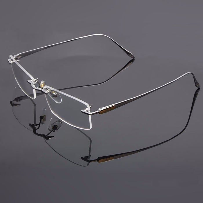 Reven Jate Glasses Rimless Eyeglasses Titanium Frame Optical Uncut Edg ...