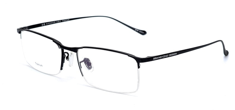 Hotony Men's Semi Rim Square Titanium Frame Eyeglasses S8803 – FuzWeb