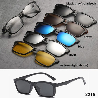 Unisex 5 Piece Clip On Sunglasses Polarized Magnetic Eyeglasses Js3356a Clip On Sunglasses Brightzone 2215  