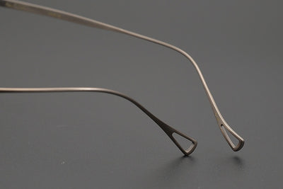 Muzz Men's Full Rim Round Brushed Titanium Frame Eyeglasses 10518T