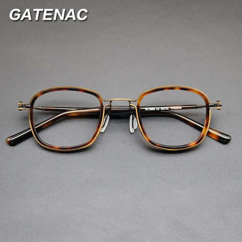 Gatenac Unisex Full Rim Round Titanium Acetate Frame Eyeglasses – FuzWeb