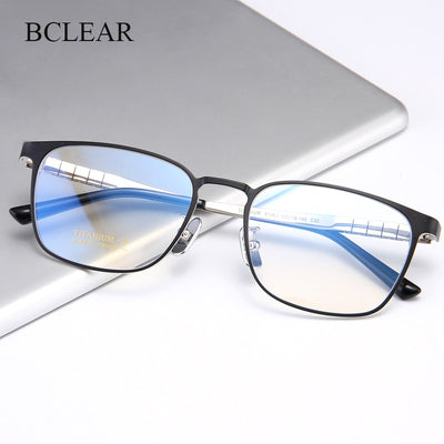 Bclear Men's Full Rim Square Titanium Eyeglasses My91063 Frame Bclear   