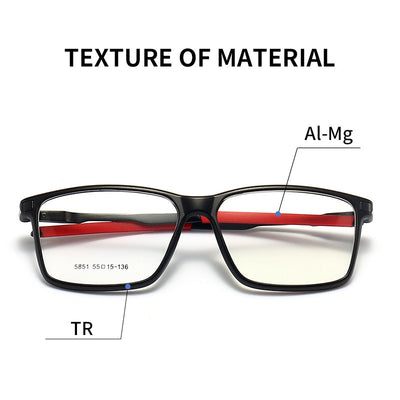 Gmei Men's TR 90 Square Aluminum Magnesium Sport Frame Eyeglasses 5851