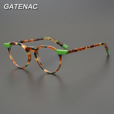 Gatenac Unisex Full Rim Round Acetate Eyeglasses Gxyj831 Full Rim Gatenac   