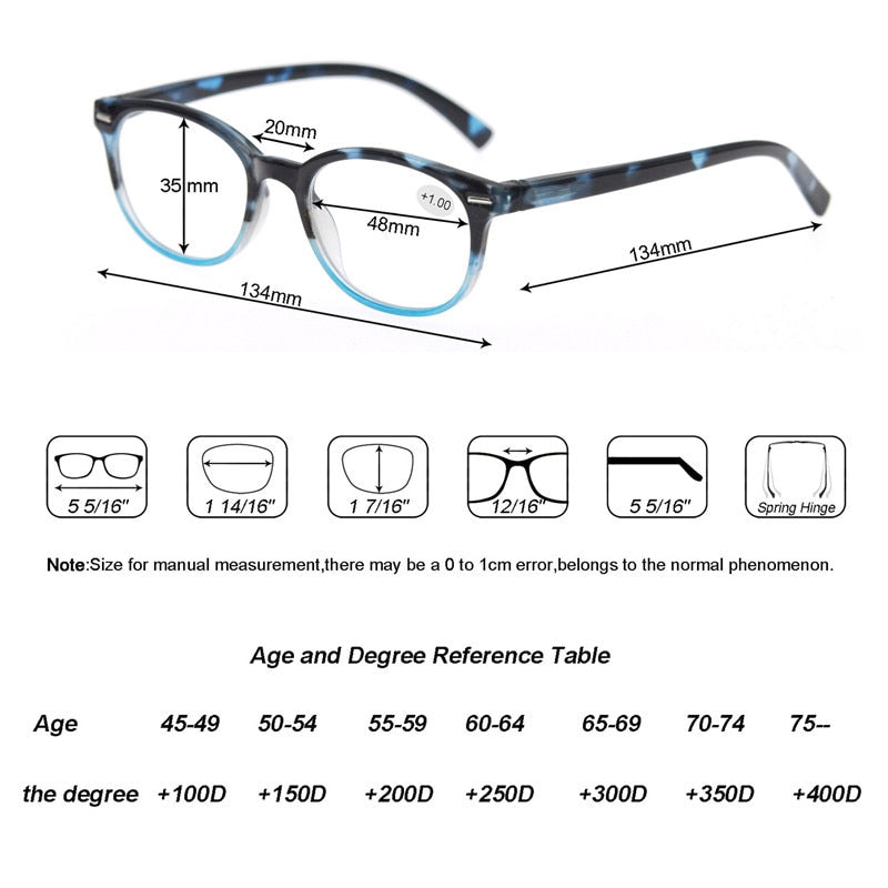 Women Reading Glasses Round Men Glass Diopter Sight Magnifier Thin – FuzWeb