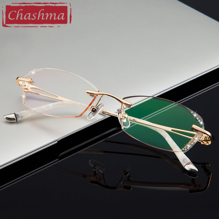 Chashma Brand Women Diamond Trimmed Tint Lenses Glasses Frame Prescrip