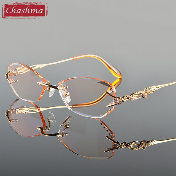 Chashma Tint Lenses Myopia Glasses Reading Glasses Diamond Cutting Rim 