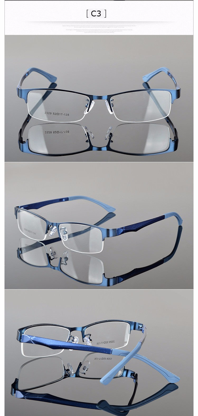 Reven Jate Half Rimless Eyeglasses Frame Optical