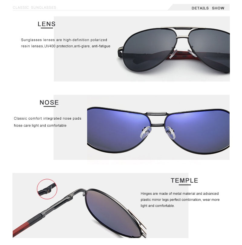 Oley Brand Men'S Vintage Aluminum Polarized Sunglasses Classic Pilot ...