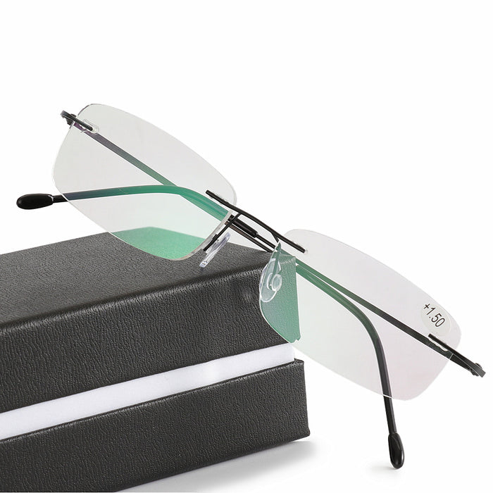 High Quality Unisex Ultra Light Titanium Alloy Rimless Reading Glasses Fuzweb