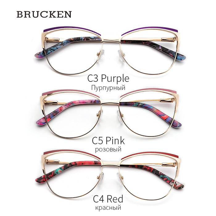 Brucken Metal Women Metal Glasses Frame Cat Eye Glasses Women Myopia Fuzweb