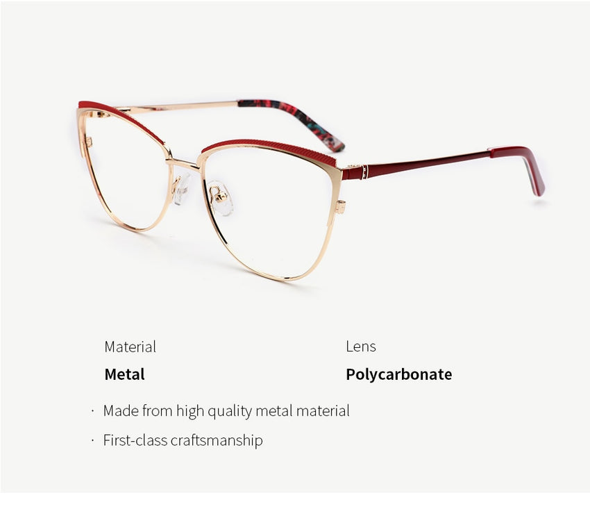 Brucken Metal Women Metal Glasses Frame Cat Eye Glasses Women Myopia ...