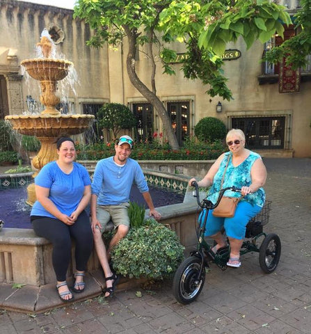 Electric Liberty Trike rider with family out on an adventure