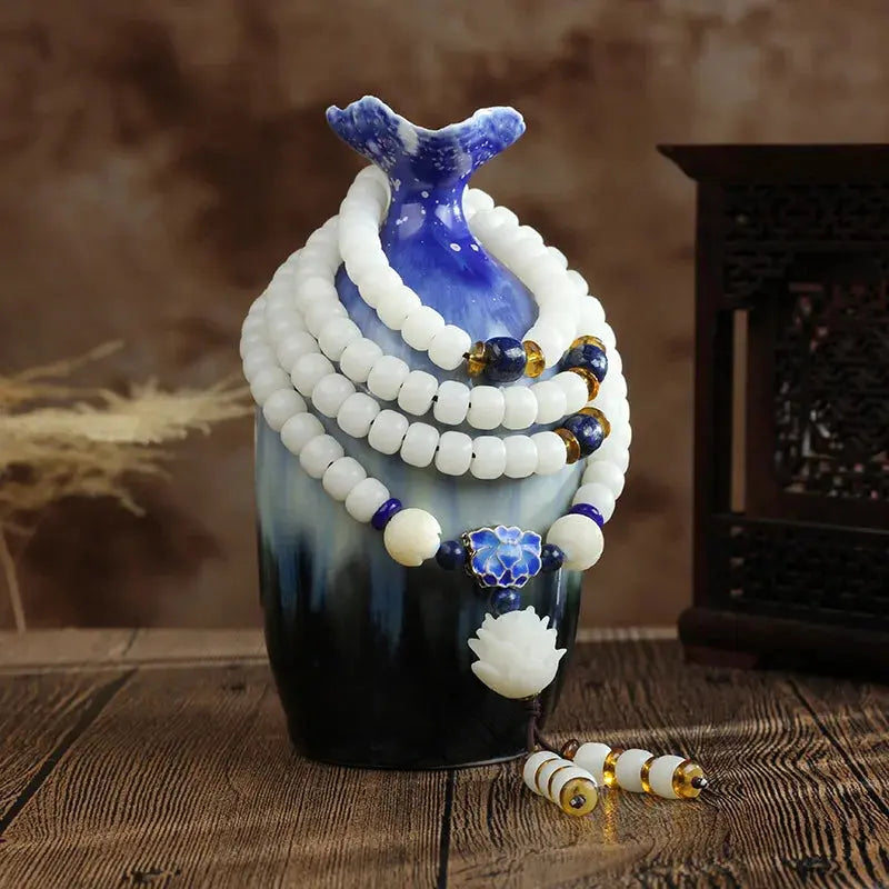Mala Bodhi de jade blanco