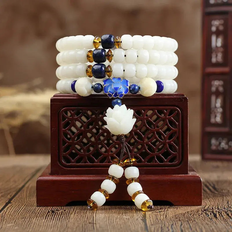 Mala Bodhi de jade blanco