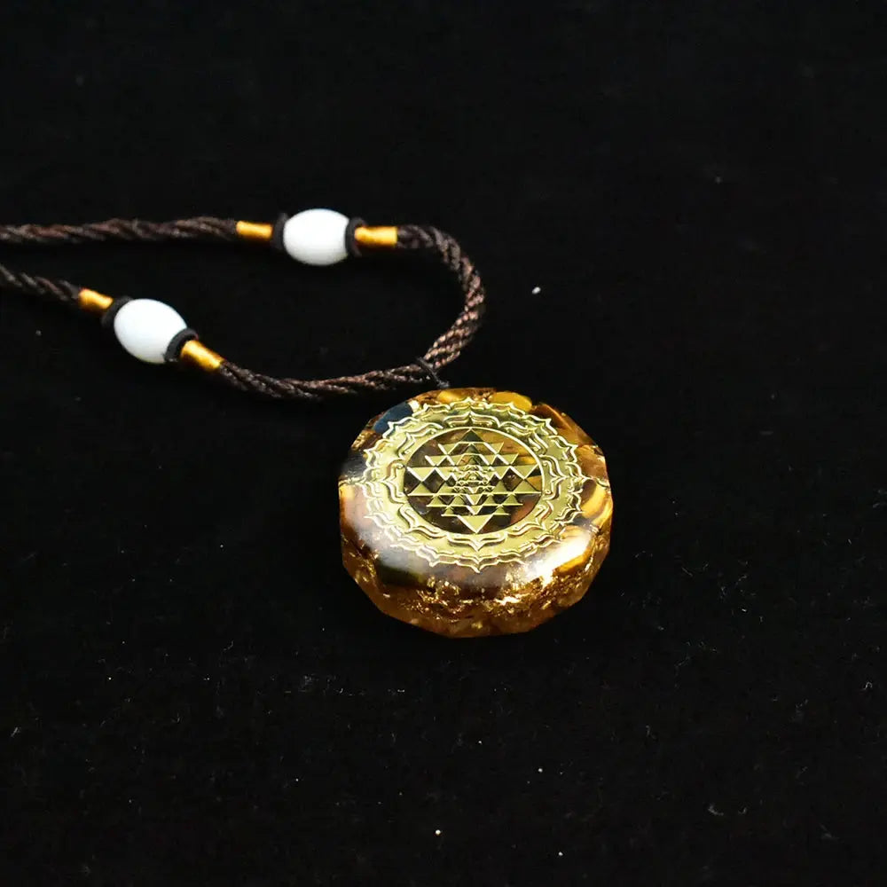 Sacred Geometry Sri Yantra Orgonite Necklace Pendant