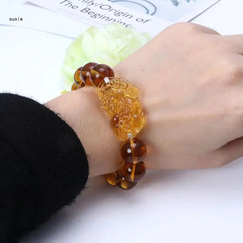 Pulsera Pixiu de piedra citrina Feng Shui