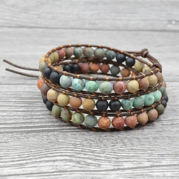 Boho Leather Wrap Bracelet - Calming & Balancing