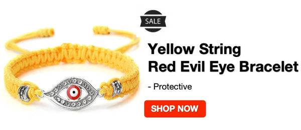 red evil eye bracelet - yellow string