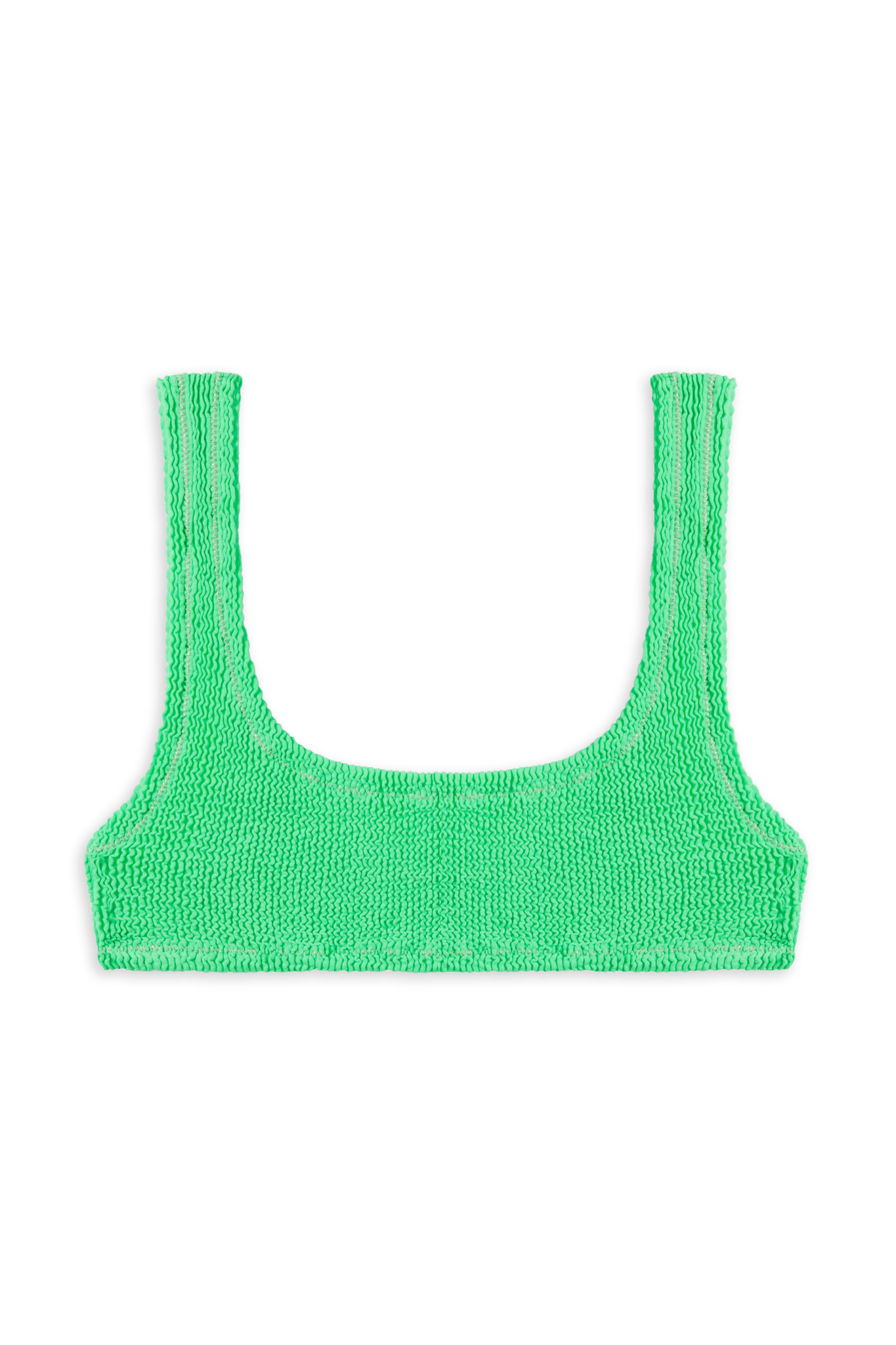 Bikini Ginny Top - Neon Green Crinkle Fabric 