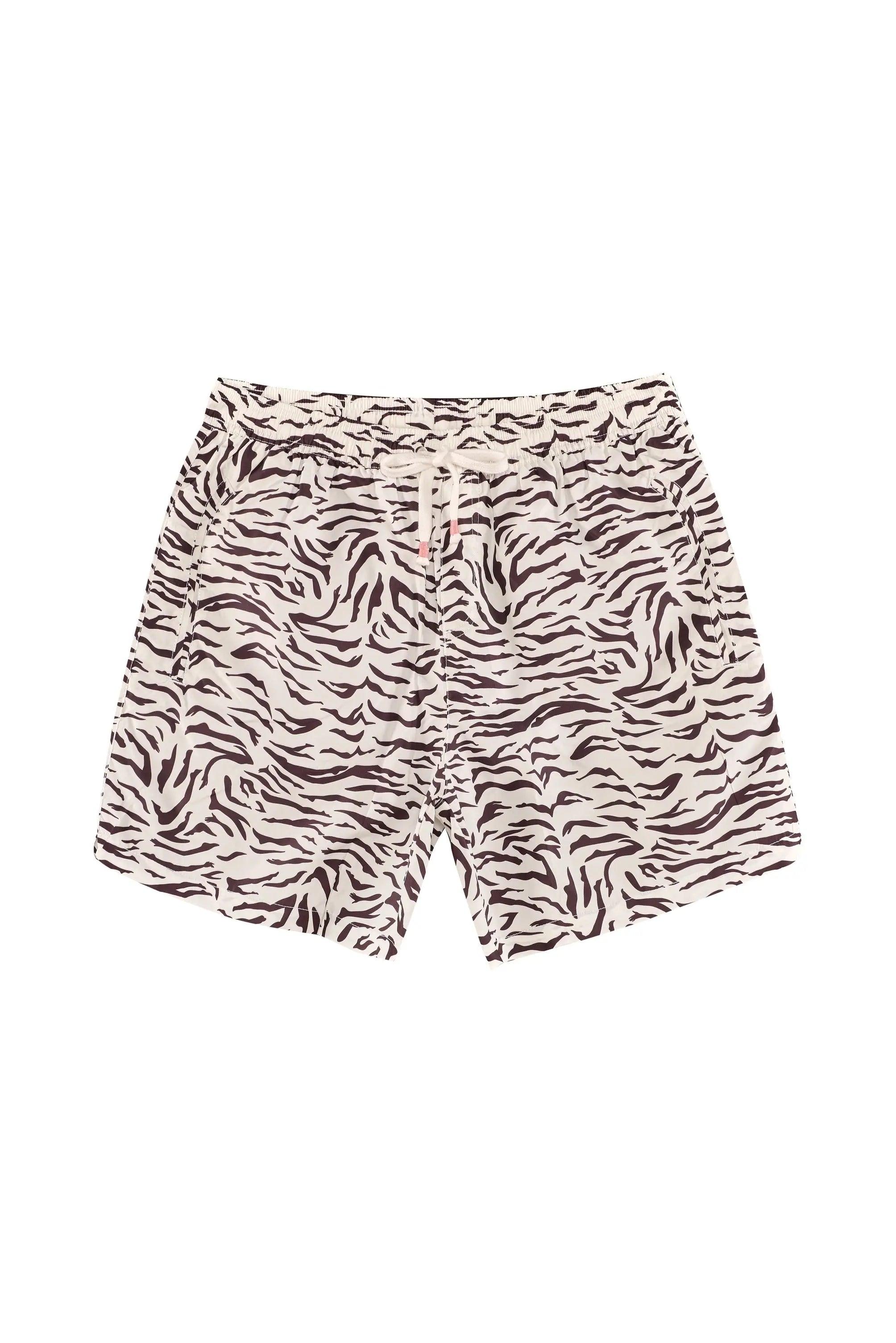 Ercole swim trunk // White brown Tiger