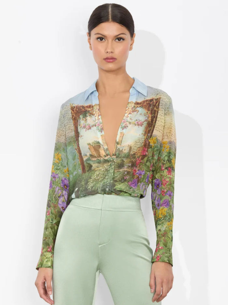 alice + olivia - Eloise Button Down Blouse in Dusk to Dawn