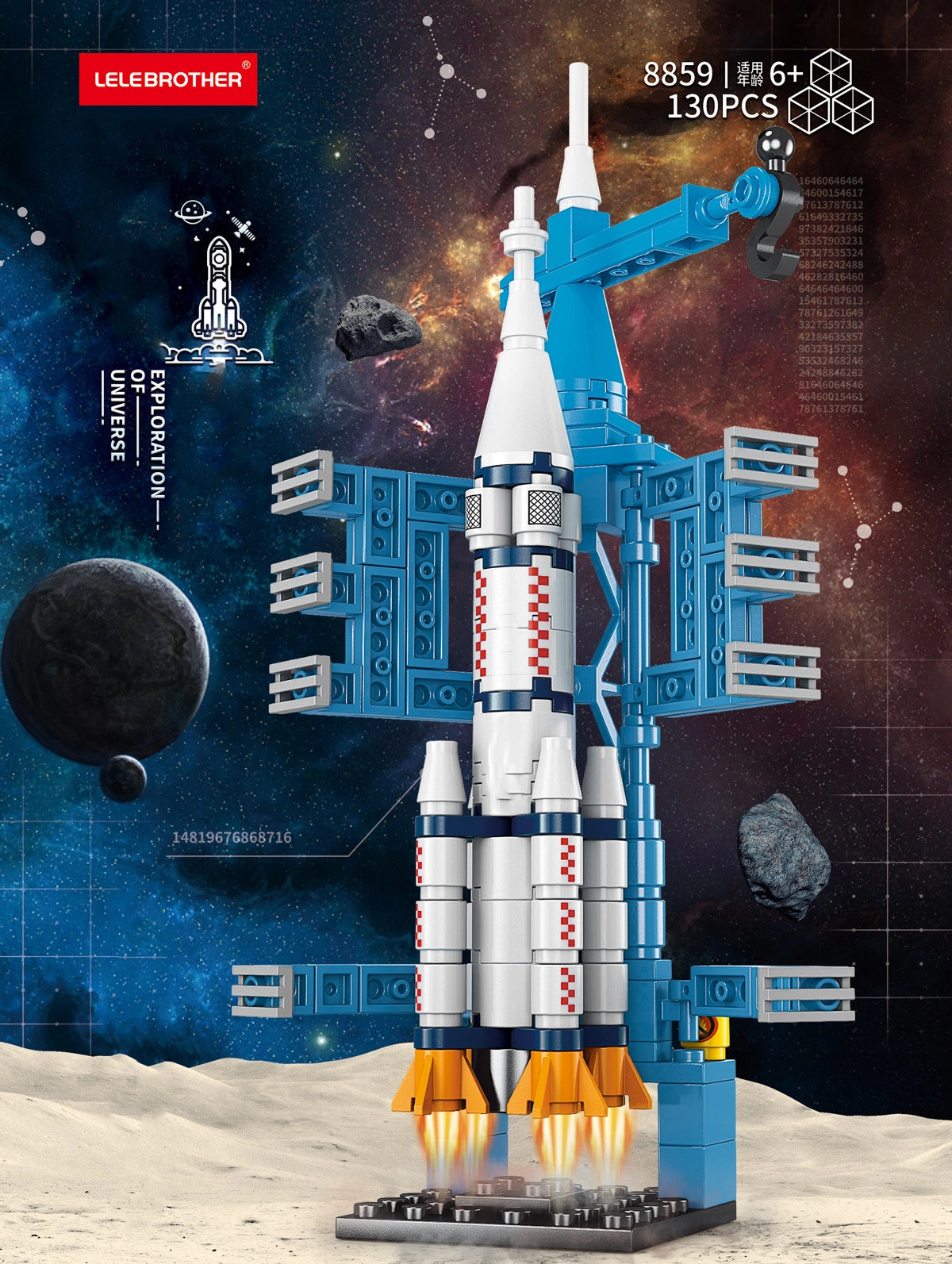 Close-up view of the rocket’s sturdy structure and detailed components.