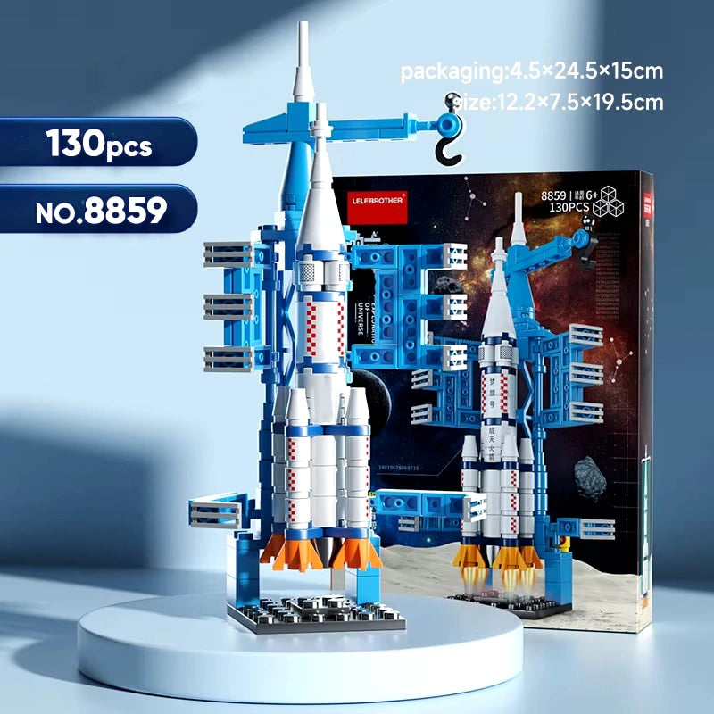 Rocket disassembled into smaller components, showing modular build possibilities.