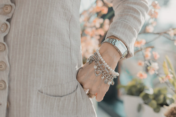 Pearl and charm bracelet