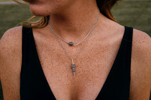 Delicate necklaces made from Labradorite