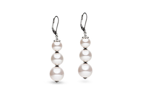 Three pearl drop earrings