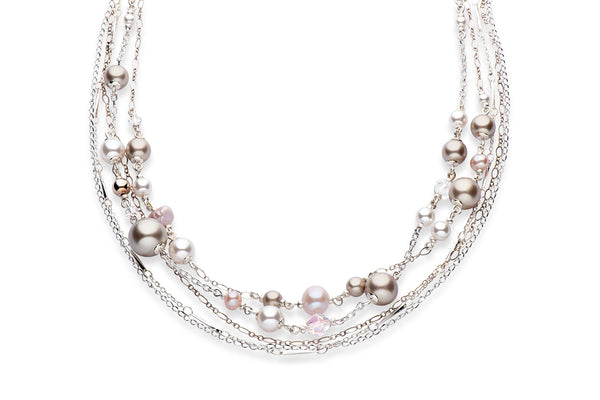 Silver and Swarovski crystal pearl statement necklace