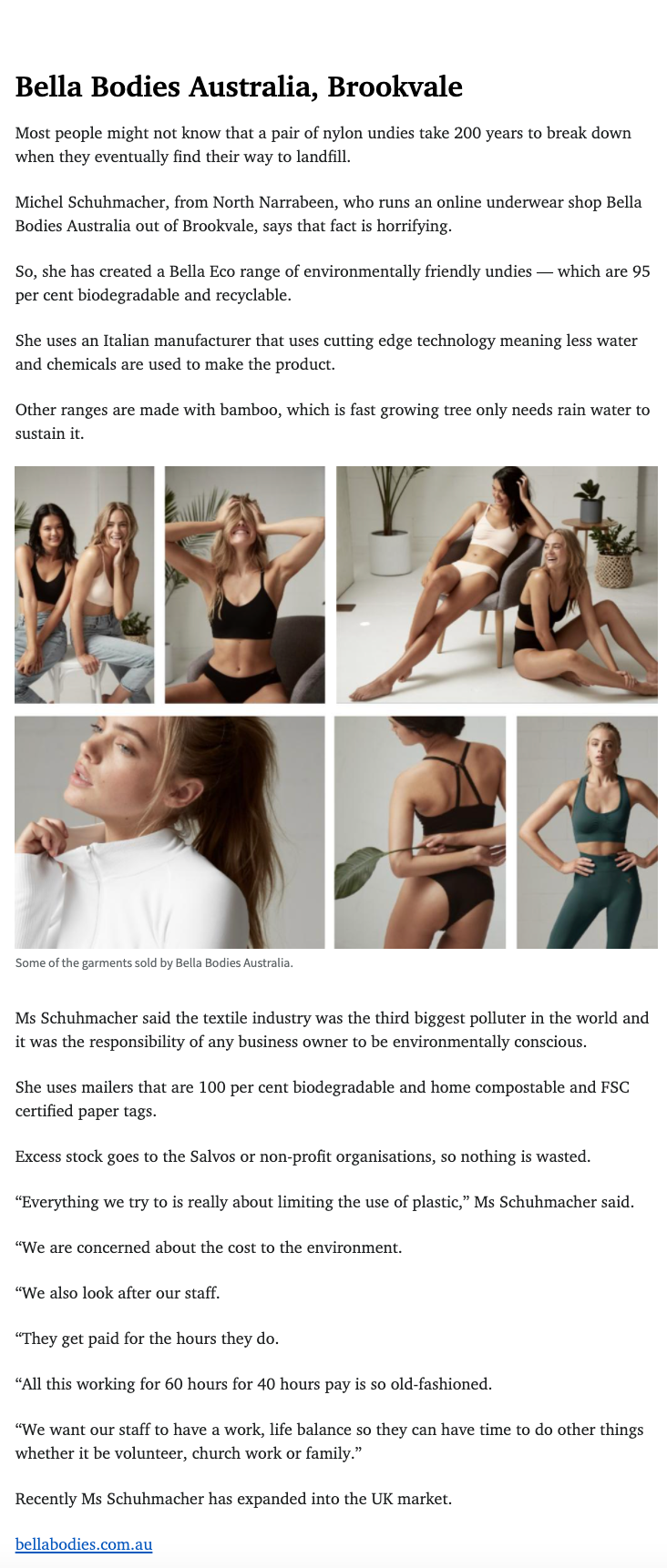 Daily telegraph x Bella Bodies Australia