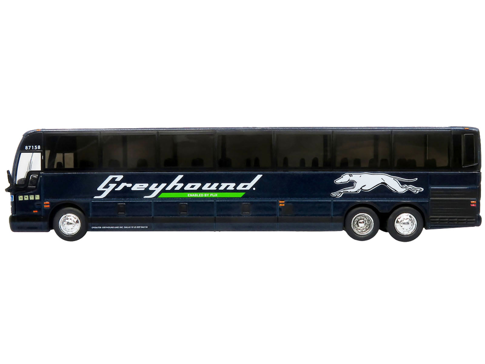 Prevost X3-45 Coach Bus "Greyhound Enabled by FlixBus" Blue Metallic Limited Edition 1/87 (HO) Diecast Model by Iconic Replicas