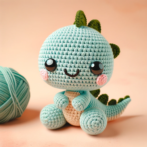 DALL·E 2024-01-08 16.48.15 - Another cute and endearing version of a dinosaur from the Jurassic period, designed as a no-sew amigurumi crochet pattern, similar to the previous ado.png__PID:61d09707-8361-4c91-9a86-d9f815dbebea