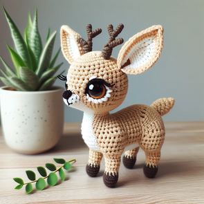 DALL·E 2024-01-13 17.23.37 - A crochet pattern of a Dik-Dik, showcasing its unique features like the small size, pointed snout, and large eyes. The pattern should be detailed and .png__PID:97078361-bc91-4a86-99f8-15dbebea745c