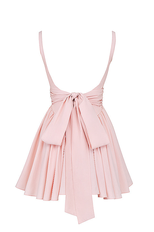 FLORIANNE BOW MINI DRESS - Light pink