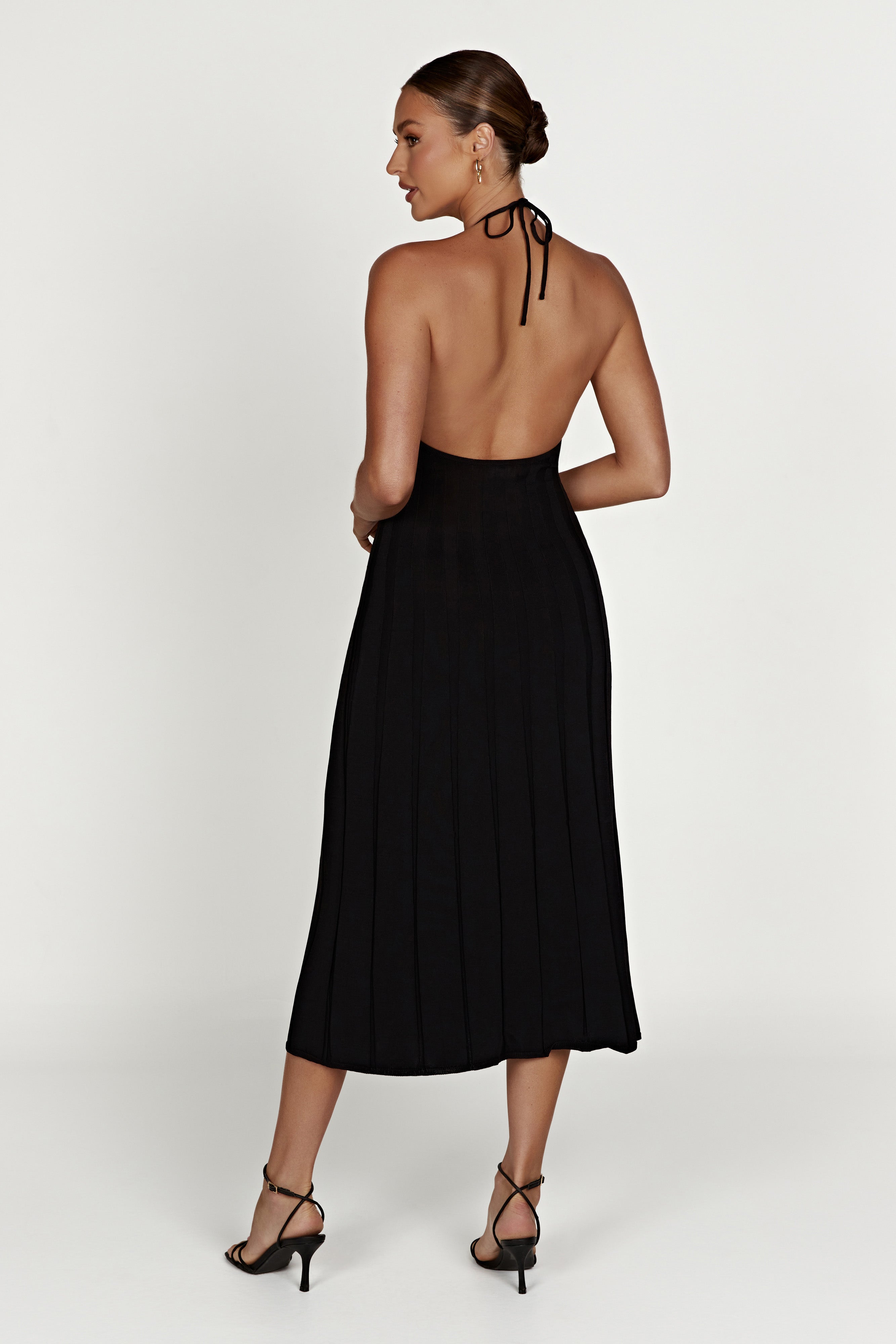 Adrienne Halter Neck Midi Dress – Black
