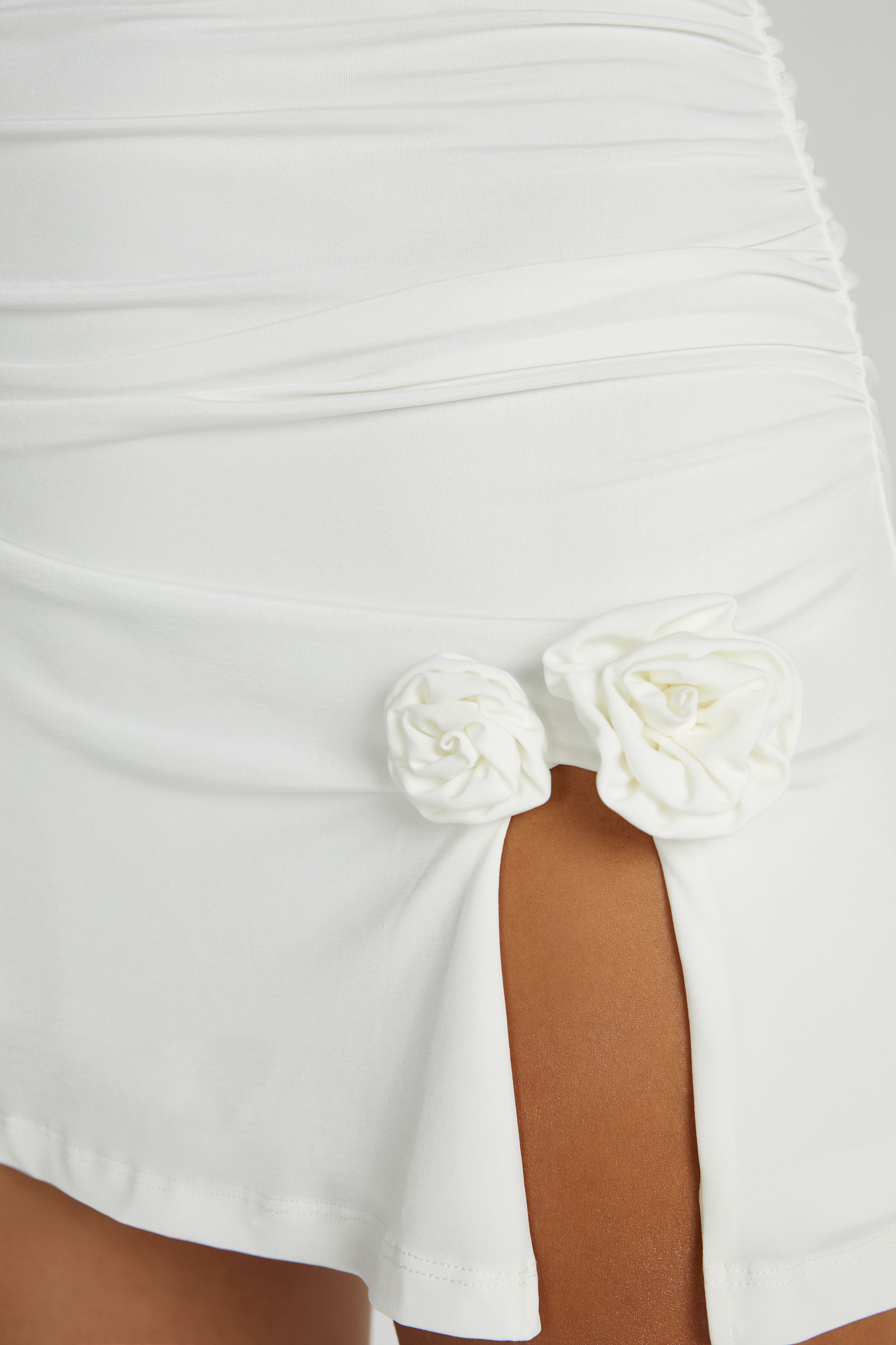 Adeline Rose Halter Mini Dress – White